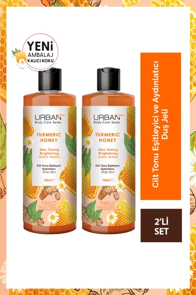 Urban Care Turmeric Honey Cilt Tonu Eşitleyici ve Aydınlatıcı Duş Jeli 2'li Set-750 ml-vegan ürün görseli 1