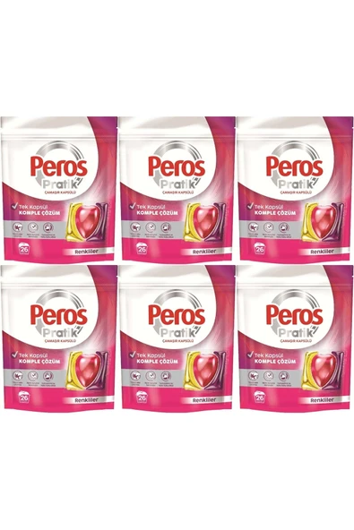 Peros Pratik Matik Çamaşır Deterjanı Kapsülü - Tableti 156 Adet Renkliler (6PK*26) ürün görseli 1