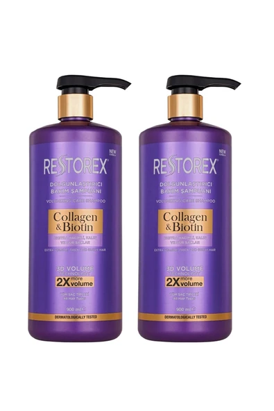 Restorex Collagen Biotin Dolgunlaştırıcı Bakım Şampuanı 900 ml 2 ADET ürün görseli 1