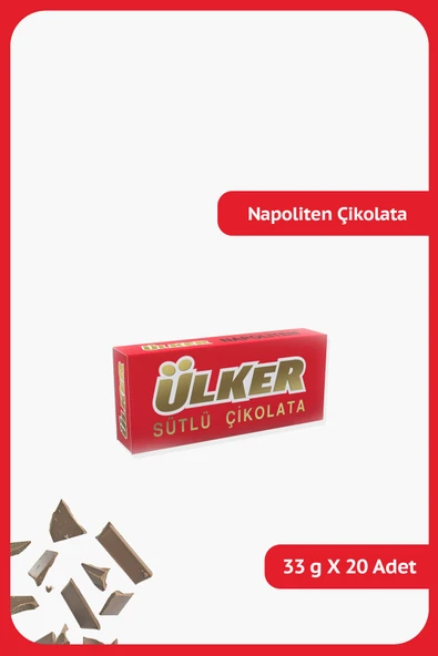 Ülker NAPOLİTEN Sütlü Çikolata - 33 gram - 20 Adet ürün görseli 1
