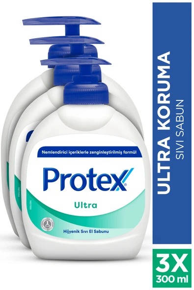 Protex Ultra Uzun Süreli Koruma Sıvı Sabun 3 x300 ml El Sabunu El Temizliği El Bakımı El Yıkama Sabunu ürün görseli 1