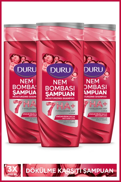 Duru Nem Bombası Dökülme Eğilimli Saçlar İçin Dökülme Karşıtı Şampuan 3x400 Ml ürün görseli 1