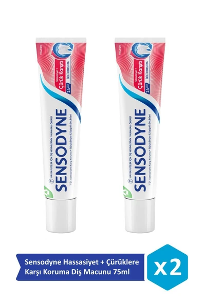 Sensodyne Hassasiyet + Çürüklere Karşı Koruma Diş Macunu 75ml x 2 Adet ürün görseli 1
