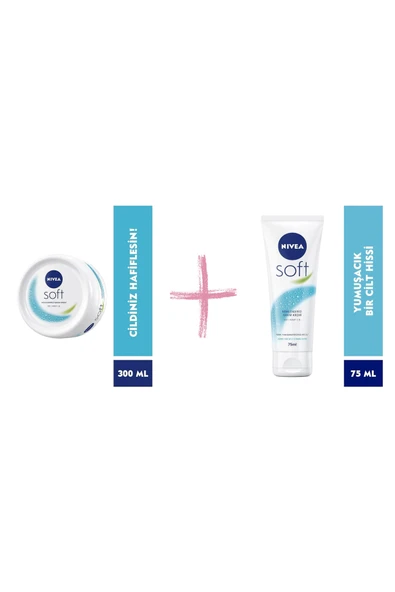 NIVEA Soft Nemlendirici Bakım Kremi 75 ml & Soft Nemlendirici Bakım Kremi 300ml ürün görseli 1