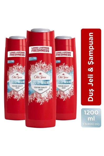 Old Spice Cold Spice Erkek İçin 3’ü 1 Arada Duş Jeli ve Şampuan 400ml x3" ürün görseli 1