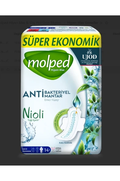 Molped Süper Ekonomik Paket Hijyen Max Gece 14'lü ürün görseli 1