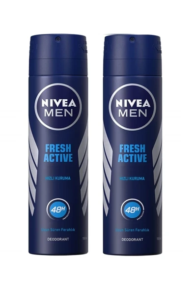 NIVEA Men Fresh Active Hızlı Kuruma Erkek Deodorant 2 x 150 ml ürün görseli 1