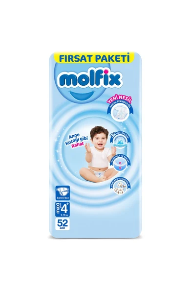 Molfix Bebek Bezi 4+ Beden Maxi Plus 52 Adet ürün görseli 1