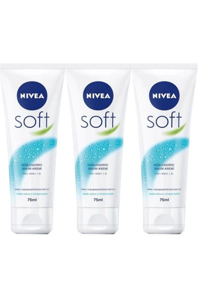 NIVEA Soft Nemlendirici Bakım Kremi 75 ml X 3 Adet ürün görseli 1