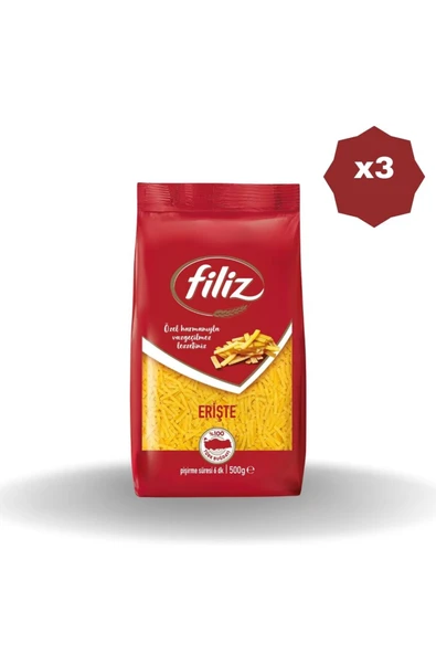FİLİZ ERİŞTE MAKARNA 500 GR X 3 Adet ürün görseli 1