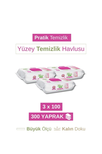 Turco Doğadan Pratik Yüzey Temizlik Havlusu Lotus 3x100 Yaprak(300 Yaprak) ürün görseli 1