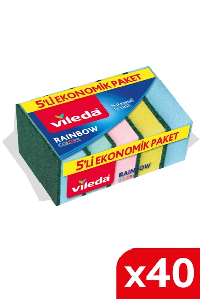 Vileda 40 Paket 5 Li Rainbow Bulaşık Süngeri ürün görseli 1