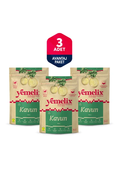 Yemelix Freeze Dried 3'lü Avantaj Paketi Kavun Kuru Meyve Cipsi - Dondurularak Kurutulmuş Kavun 15Gx3 ürün görseli 1