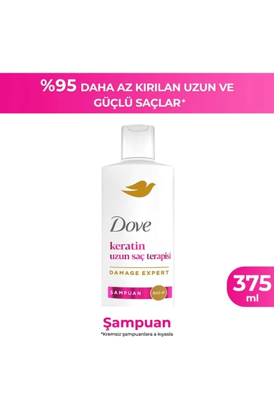 Dove Keratin Uzun Saç Terapisi Şampuan 375 ml ürün görseli 1