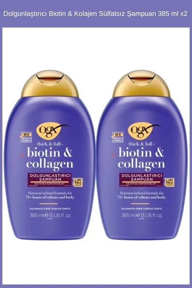 OGX Biotin & Kolajen Dolgunlaştırıcı Sülfatsız Şampuan 385 ml x2 ürün görseli 1