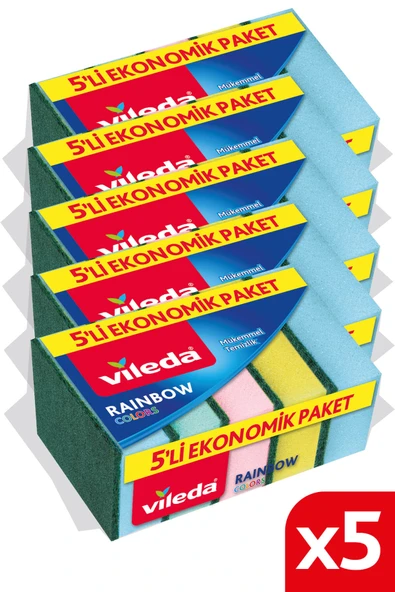 Vileda 5 Paket 5 Li Rainbow Bulaşık Süngeri ürün görseli 1