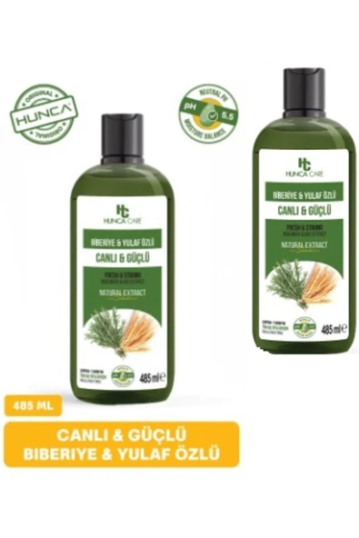 Hunca Biberiye & Yulaf Özlü Şampuan, Saç Dökülmesine Karşı Yardımcı 485 ml 2 li Set ürün görseli 1