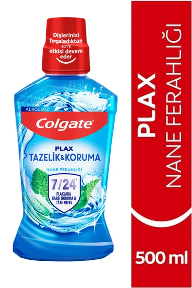 Colgate Plax Nane Ferahlığı Plağa Karşı Alkolsüz Ağız Bakım Suyu 500 ml Ağız Çalkalama Suyu Gargara ürün görseli 1