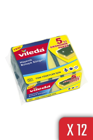 Vileda 12 Paket 5 Li Yeşil Klasik Düz Sünger ürün görseli 1