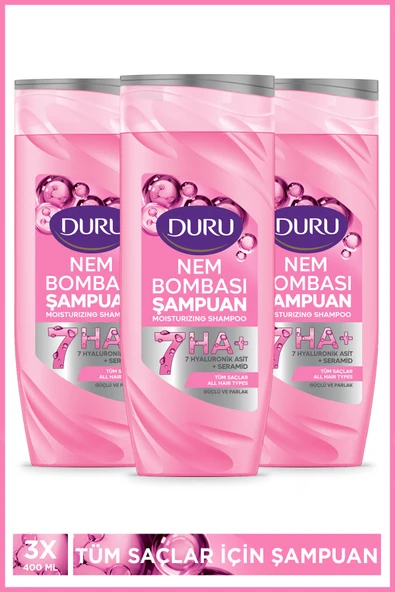 Duru Nem Bombası Tüm Saçlar İçin Şampuan 3x400 Ml ürün görseli 1