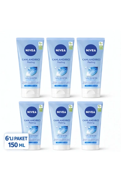 NIVEA Canlandırıcı Yüz Peelingi 150 ml,Arındırıcı,Nemlendirici,Lotus Çiçeği,E Vitamini X 6 Adet ürün görseli 1