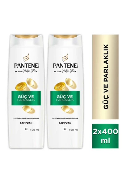 Pantene Güç & Parlaklık Şampuan 400ml Zayıf ve Mat Saçlar için x 2 Adet ürün görseli 1