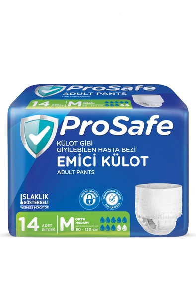 PROSAFE Külotlu Yetişkin Hasta Bezi Emici Külot Islaklık Göstergeli Bel Ölçüsü 80-120cm Orta (M) 14'lü ürün görseli 1