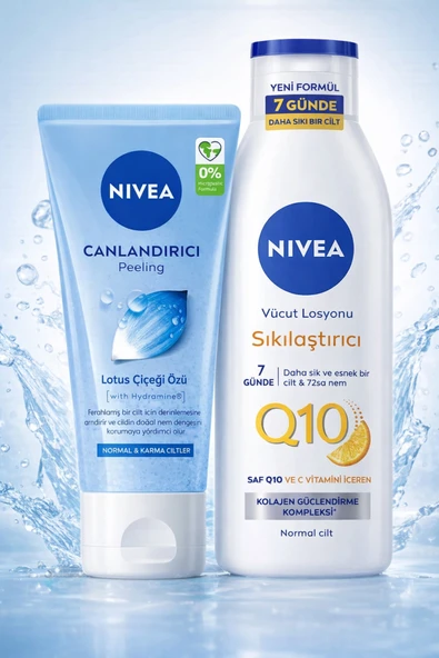 NIVEA Q10 250 ml Sıkılaştırıcı Vücut Losyonu + Yüz Peelingi 150 İkili Set ürün görseli 1