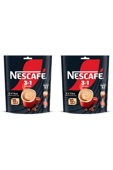 Nescafe 3ü1 Arada Extra Yoğun Kahve Tadı Granül Kahve 10'lu Paket (2 ADET) ürün görseli 1