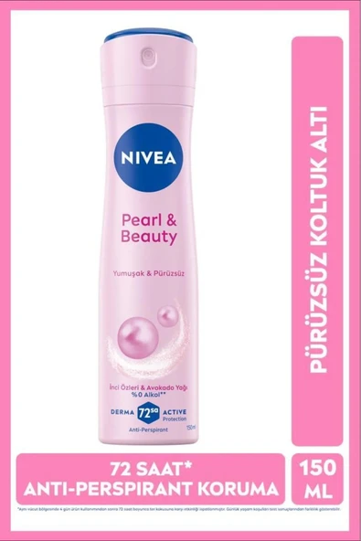 NIVEA Kadın Sprey Deodorant Pearl&Beauty 150ml,72 Saat Anti Perspirant Koruma, Fırsat Paketi x 6Adet ürün görseli 1