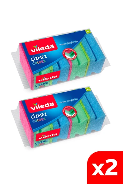 Vileda 2 Paket 4 Lü Colors Çizmez Bulaşık Süngeri ürün görseli 1