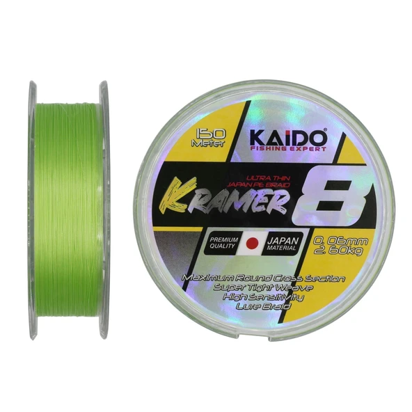 Kaido Kramer Japan 8X Braid 150 Mt 0,20mm Lime Green İp Misina ürün görseli 1