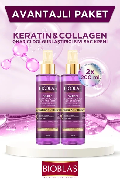 Bioblas Collagen Ve Keratin Saç Dökülmesine Karşı Sıvı Saç Kremi 200 ml 2 ADET ürün görseli 1