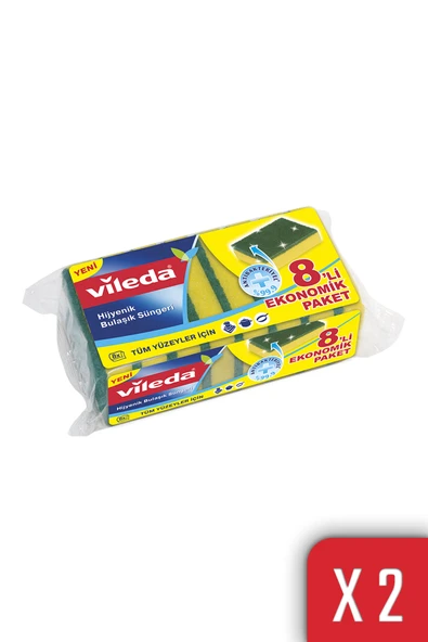 Vileda 2 Paket 8 Li Yeşil Klasik Düz Sünger ürün görseli 1