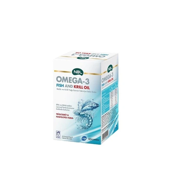NBL Omega-3 Fish & Krill Oil 50 Yumuşak Kapsül - EPA ve DHA İçeren Omega-3 Takviye Edici Gıda ürün görseli 1