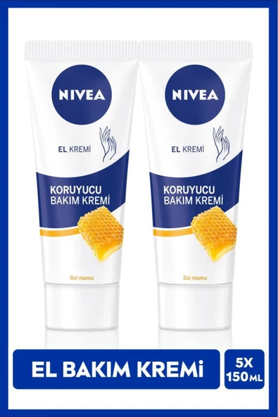 NIVEA Koruyucu El Bakım Kremi Bal Mumu 75ml, Nemlendirici, Yağlı His Bırakmaz, Gül Kokusu, X2 Adet ürün görseli 1