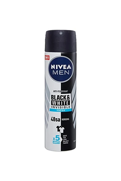 NIVEA Men Erkek Sprey Deodorant Black&white Invisible Fresh 48 Saat Anti-perspirant Koruma 150ml ürün görseli 1