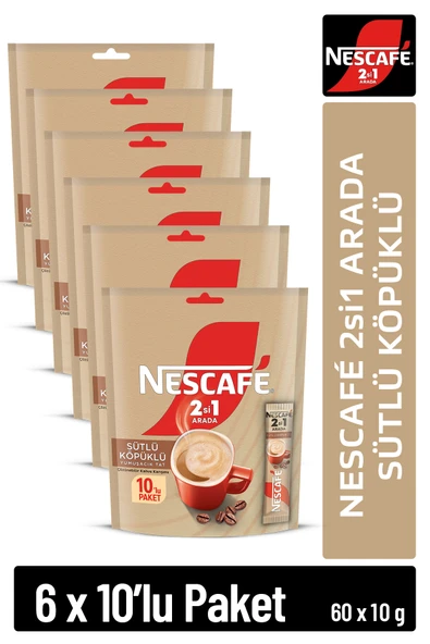 Nescafe 2si1 Arada Sütlü Köpüklü Çözünebilir Kahve 10g 10'lu Paket 10X6 ürün görseli 1