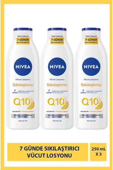 NIVEA Q10 7 Günde Sıkılaştırıcı Vücut Losyonu 250ml,C Vitamini, Nemlendirici, Esnek Ve Elastik Cilt X3Adet ürün görseli 1