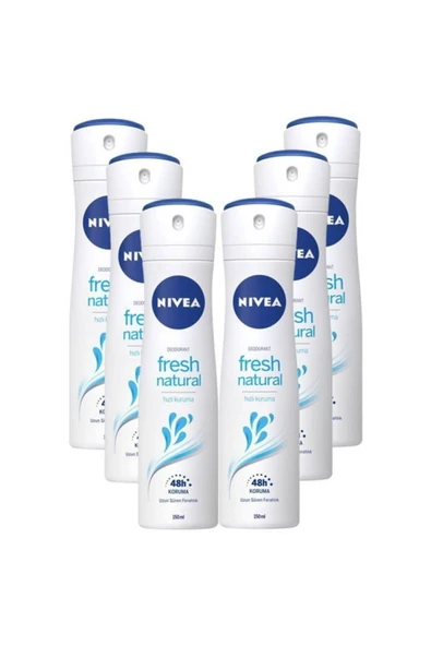 NIVEA Fresh Natural Kadın Sprey Deodorant 6 x 150 ML ürün görseli 1