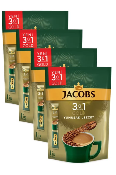 Jacobs 3ü 1 Arada Gold Yumuşak Lezzet Kahve 40 Adet ( 4 X 10'lu Paket ) ürün görseli 1