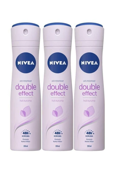 NIVEA Woman Double Effect Hızlı Kuruma 48h Koruma Pürüzsüz Koltuk Altları Kadın Deodorant X 3 Adet ürün görseli 1
