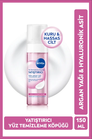 NIVEA Yatıştırıcı Yüz Yıkama Köpüğü 150ml, Kuru ve Hassas Cilt,Argan Yağı,Hyaluronik Asit ürün görseli 1