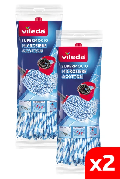 Vileda 2 Paket Pamuk & Mikrofiberli Supermocio Yedek Paspas ürün görseli 1