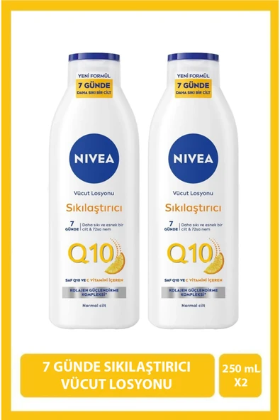 NIVEA Q10 Sıkılaştırıcı Vücut Losyonu 250ml, 7 Günde Sıkılaştırıcı, C Vitamini, Nemlendirici, X2 Adet ürün görseli 1