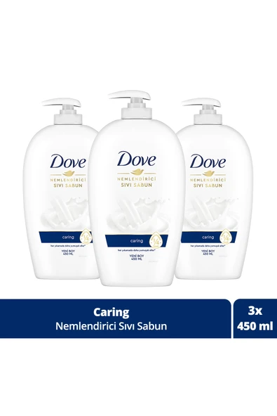 Dove Nemlendirici Sıvı Sabun Caring 1/4 Nemlendirici Krem Etkili 450 ml x3 Adet ürün görseli 1