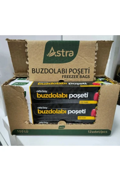 Astra orta boy buzdolabi poşeti 100x12 adet ürün görseli 1