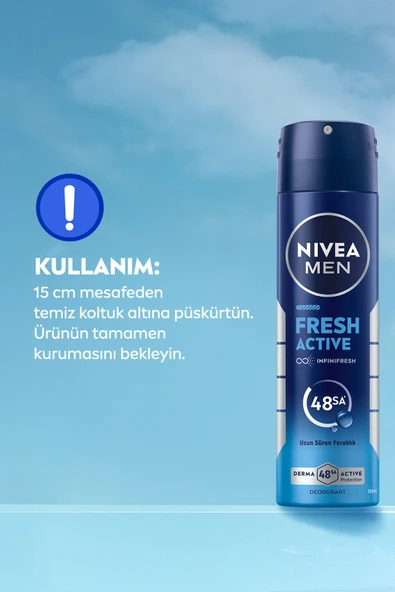 NIVEA Men Fresh Active Deodorant 150 ml + Fresh Active Roll On 25 ml - Resim 5