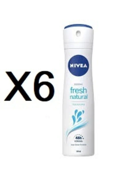 NIVEA Fresh Natural Kadın Sprey Deodorant 6 x 150 ML ürün görseli 1
