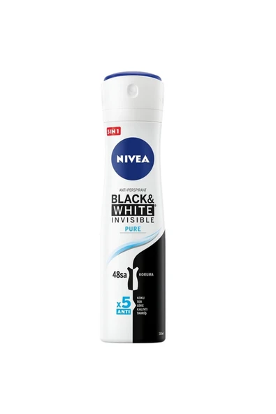 NIVEA Invisible Pure Black White Kadın Deodorant Sprey 150 ml ürün görseli 1